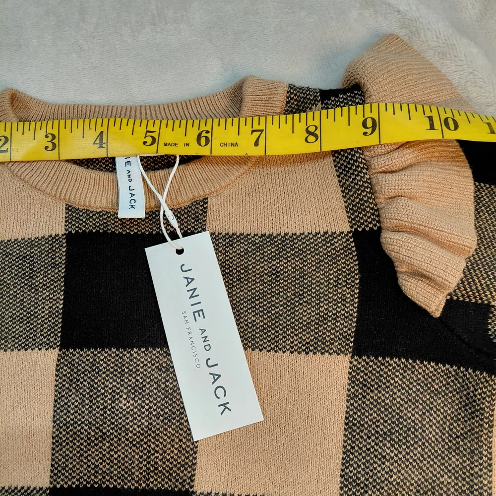 NWT Janie and Jack Black and Tan Checkered Sweater